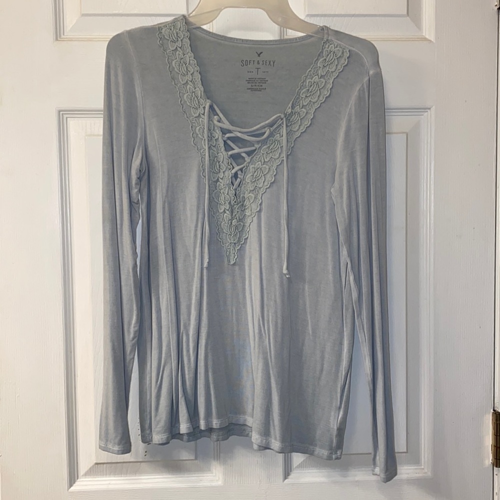 Soft & Sexy Lace Up Mint Green Shirt